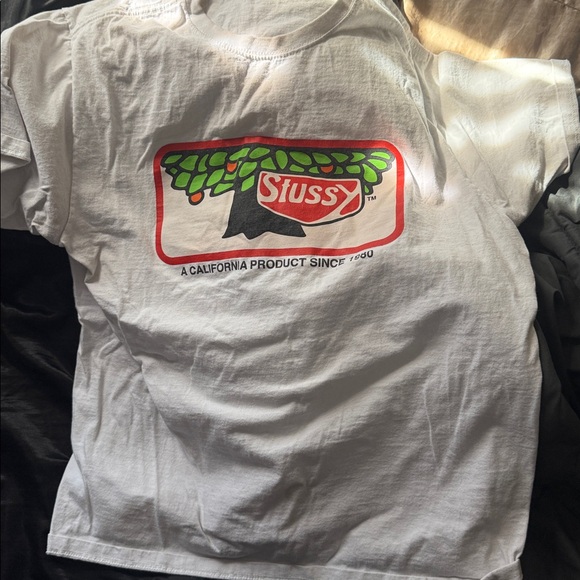 Stussy White Tee with Leaf Graphic - Picture 1 of 2